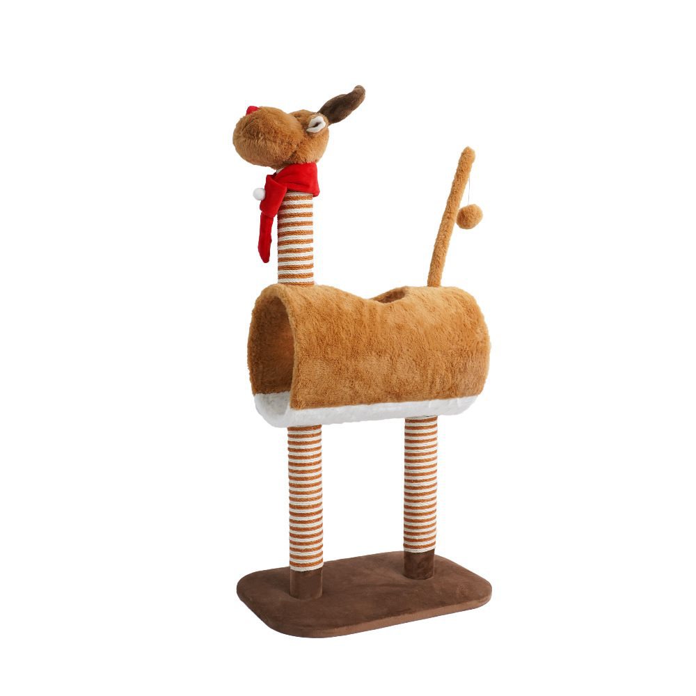 Christmas Elk Cat Tree Small Cat Tower Cats Climbing Tree Cat Condo Cats Nest Scratch Posts kitten Essentials Cat Climber - Brown