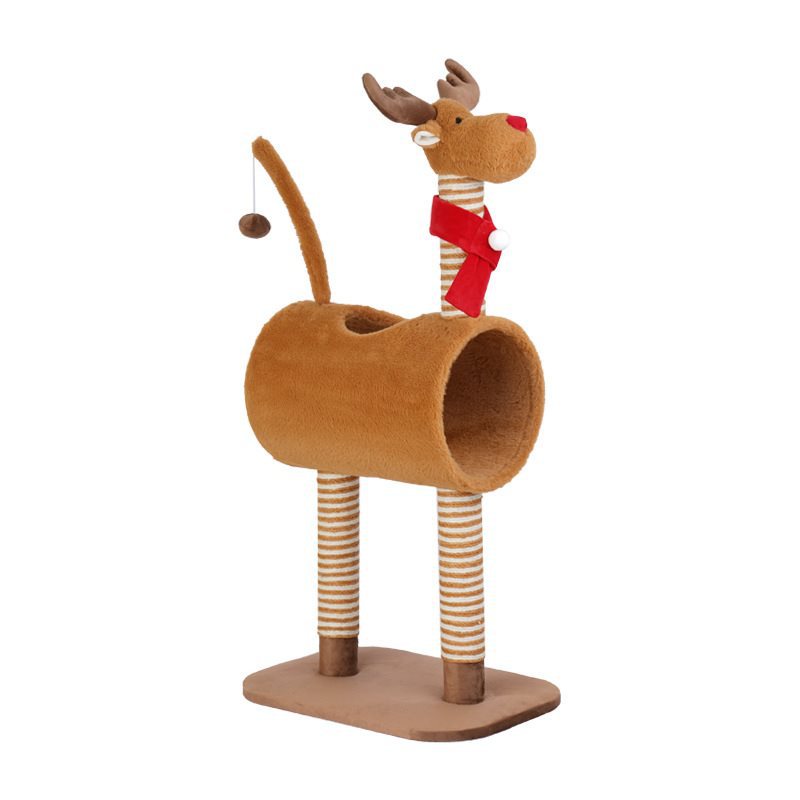 Christmas Elk Cat Tree Small Cat Tower Cats Climbing Tree Cat Condo Cats Nest Scratch Posts kitten Essentials Cat Climber - Brown