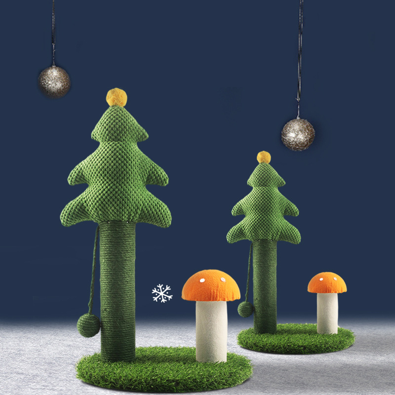 Christmas Tree Sisal Hemp Cat Proof Tree Cat Tower Cats Climbing Tree Cat Toy Scratch Posts kitten Essentials Cat Climber - Green