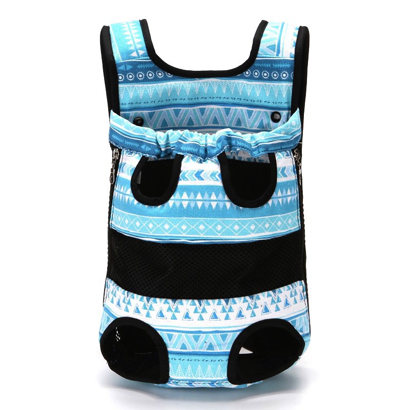 Collapsible Pet Backpack Ventilate Durable Canvas Zipper Closure For Cats Dogs Bags Portable For Travel Outdoor Use - Blue