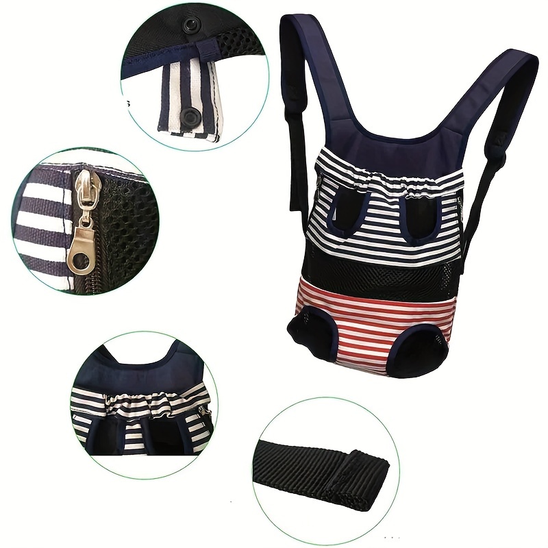 Collapsible Pet Backpack Ventilate Durable Canvas Zipper Closure For Cats Dogs Bags Portable For Travel Outdoor Use - Blue