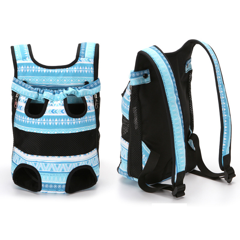 Collapsible Pet Backpack Ventilate Durable Canvas Zipper Closure For Cats Dogs Bags Portable For Travel Outdoor Use - Blue