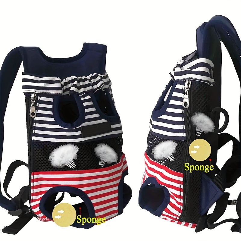 Collapsible Pet Backpack Ventilate Durable Canvas Zipper Closure For Cats Dogs Bags Portable For Travel Outdoor Use - Blue