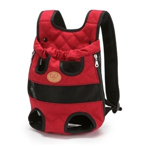 Collapsible Pet Backpack Ventilate Durable Canvas Zipper Closure For Cats Dogs Bags Portable For Travel Outdoor Use - Red Black
