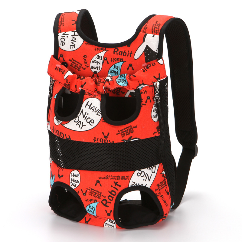 Collapsible Pet Backpack Ventilate Durable Canvas Zipper Closure For Cats Dogs Bags Portable For Travel Outdoor Use - Red