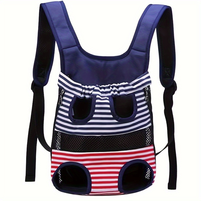 Collapsible Pet Backpack Ventilate Durable Canvas Zipper Closure For Cats Dogs Bags Portable For Travel Outdoor Use - Stripe
