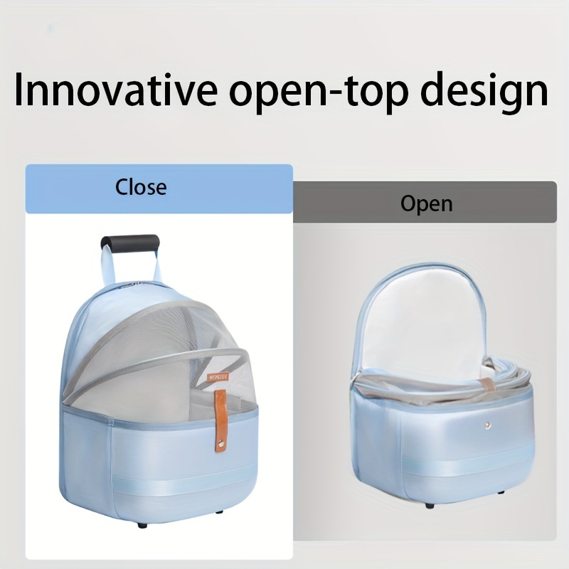 Collapsible Pet Backpack Ventilate Durable Polyester Zipper Closure For Cats Dogs Bags Shoulders For Travel Outdoor Use - Blue