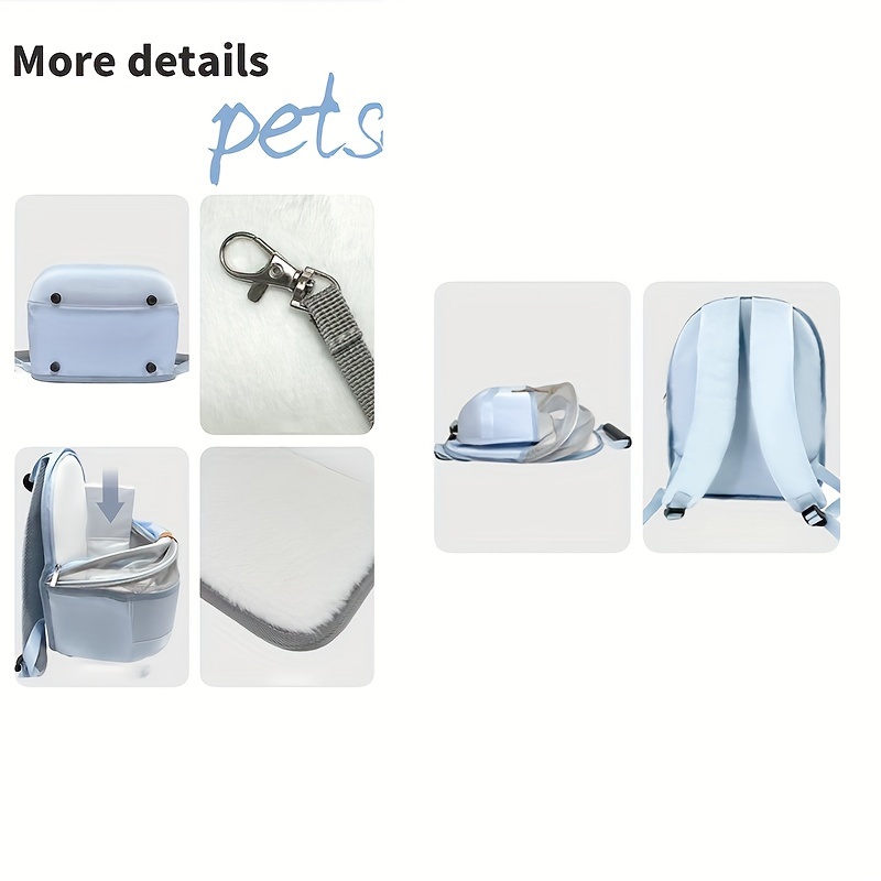 Collapsible Pet Backpack Ventilate Durable Polyester Zipper Closure For Cats Dogs Bags Shoulders For Travel Outdoor Use - Blue