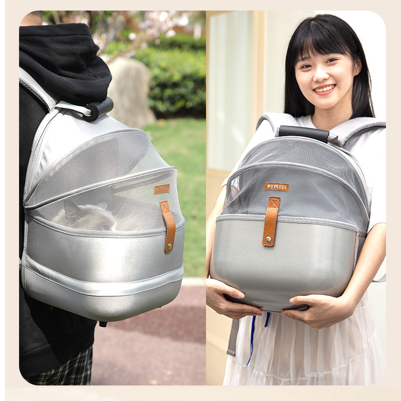 Collapsible Pet Backpack Ventilate Durable Polyester Zipper Closure For Cats Dogs Bags Shoulders For Travel Outdoor Use - Blue