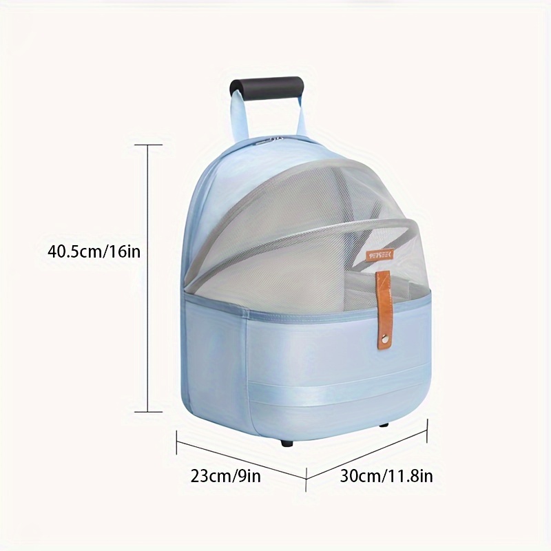 Collapsible Pet Backpack Ventilate Durable Polyester Zipper Closure For Cats Dogs Bags Shoulders For Travel Outdoor Use - Blue