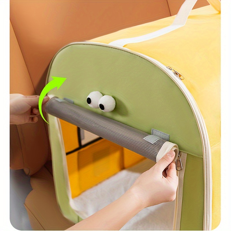 Collapsible Pet Handbag Ventilate Durable Polyester Zipper Closure For Cats Dogs Bags Automobile For Travel Outdoor Use - Green