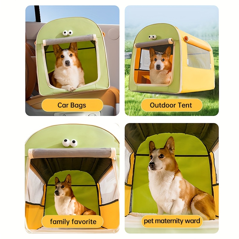 Collapsible Pet Handbag Ventilate Durable Polyester Zipper Closure For Cats Dogs Bags Automobile For Travel Outdoor Use - Green