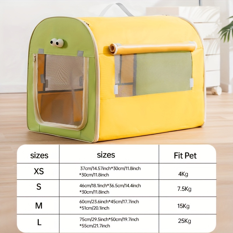 Collapsible Pet Handbag Ventilate Durable Polyester Zipper Closure For Cats Dogs Bags Automobile For Travel Outdoor Use - Green