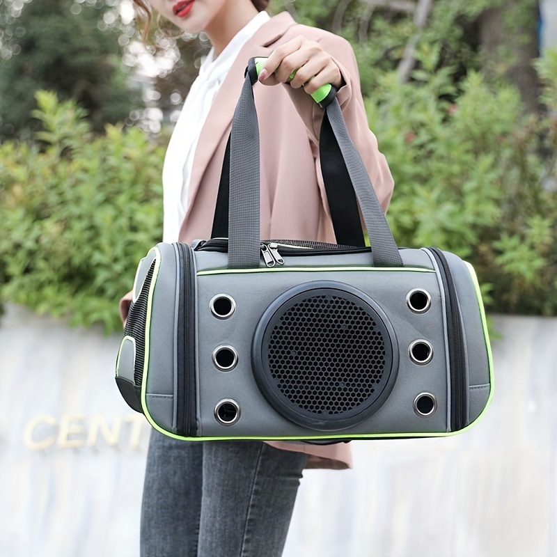 Collapsible Pet Handbag Ventilate Durable Polyester Zipper Closure For Cats Dogs Bags Container Bag For Travel Outdoor Use - Green