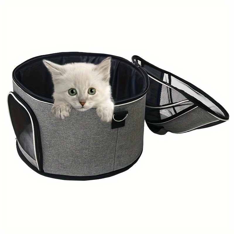 Collapsible Pet Messenger Bag Four Seasons Strollers Oxford Zipper Closure For Cats Dogs Ideal For Travel Outdoor Shoulders - Grey