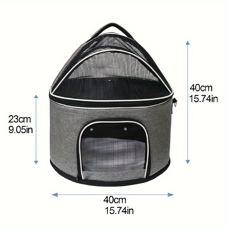 Collapsible Pet Messenger Bag Four Seasons Strollers Oxford Zipper Closure For Cats Dogs Ideal For Travel Outdoor Shoulders - Grey