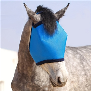 Comfort Spandex Mosquito Repellent Winter Breathable Horse Fly Mask Best Mesh Rugged Ride Horse Supplies - Blue