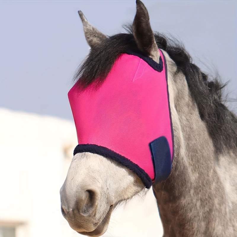 Comfort Spandex Mosquito Repellent Winter Breathable Horse Fly Mask Best Mesh Rugged Ride Horse Supplies - Blue