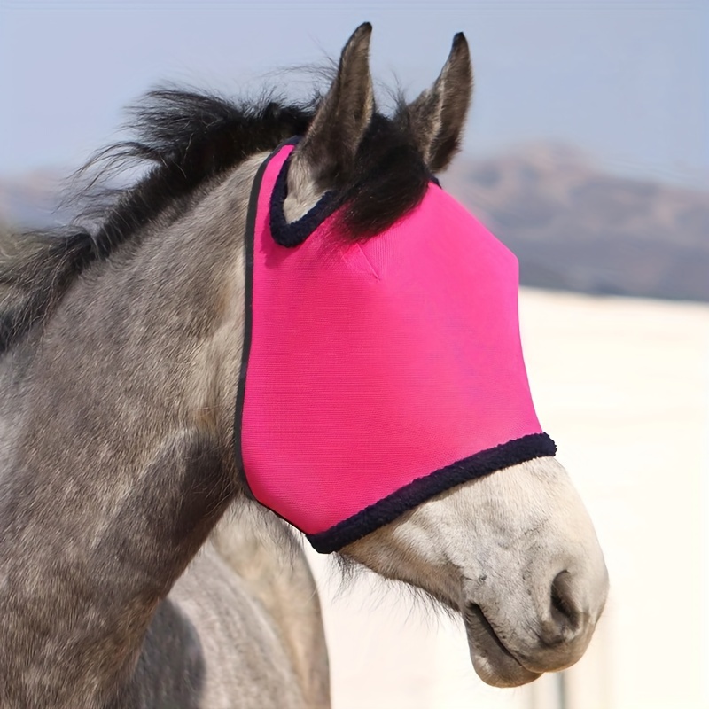 Comfort Spandex Mosquito Repellent Winter Breathable Horse Fly Mask Best Mesh Rugged Ride Horse Supplies - Rose