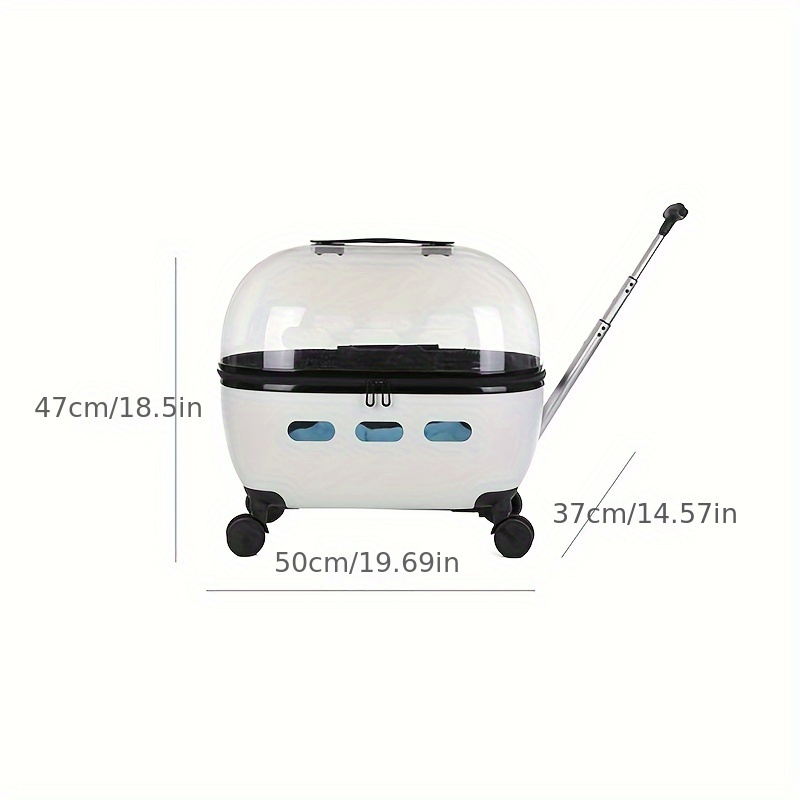 Draw Bar Box Trolley Foldable Pet Stroller Metal Breathable PC ABS Cats Dogs Bags Storage Basket Travel Outdoor Portable - Transparent