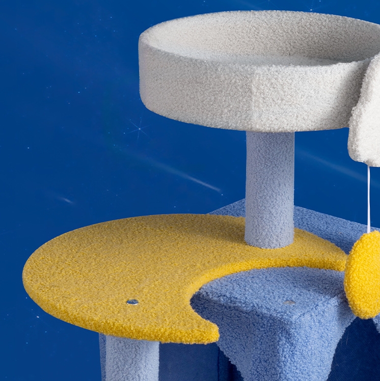 Dreamy Starry Sky Fun Towers Cat Post Climber Tree Cat Condo Scratching Post Climbing Frame Cat Post Climbing Shelf - Blue