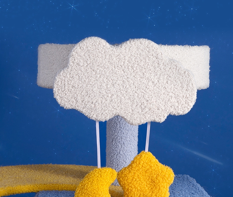 Dreamy Starry Sky Fun Towers Cat Post Climber Tree Cat Condo Scratching Post Climbing Frame Cat Post Climbing Shelf - Blue