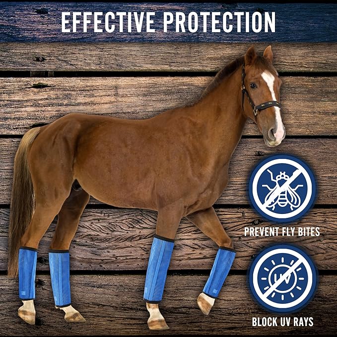 Durable Horse Leg Boots Breathable Mesh Polyester Horse Fly Boots Reduced Fatigue Equestrian Gear - Blue