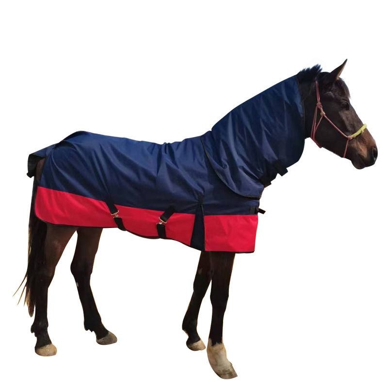 Factory Direct Polyester Horse Care Blanket Detachable Neck Cover Winter Warmth Equestrian Gear With Comfort Waterproof - Navy Blue