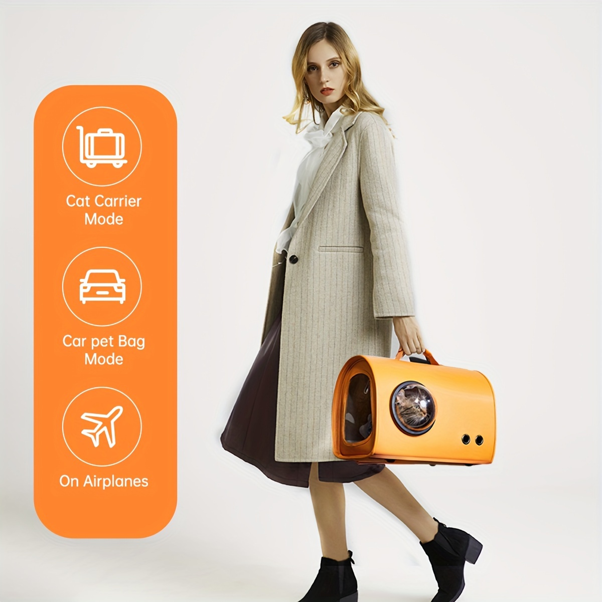 Fashion Pet Handbag Quality Durable Polyester Zipper Closure For Cats Dogs Bags Best For Travel Outdoor Use - Grey