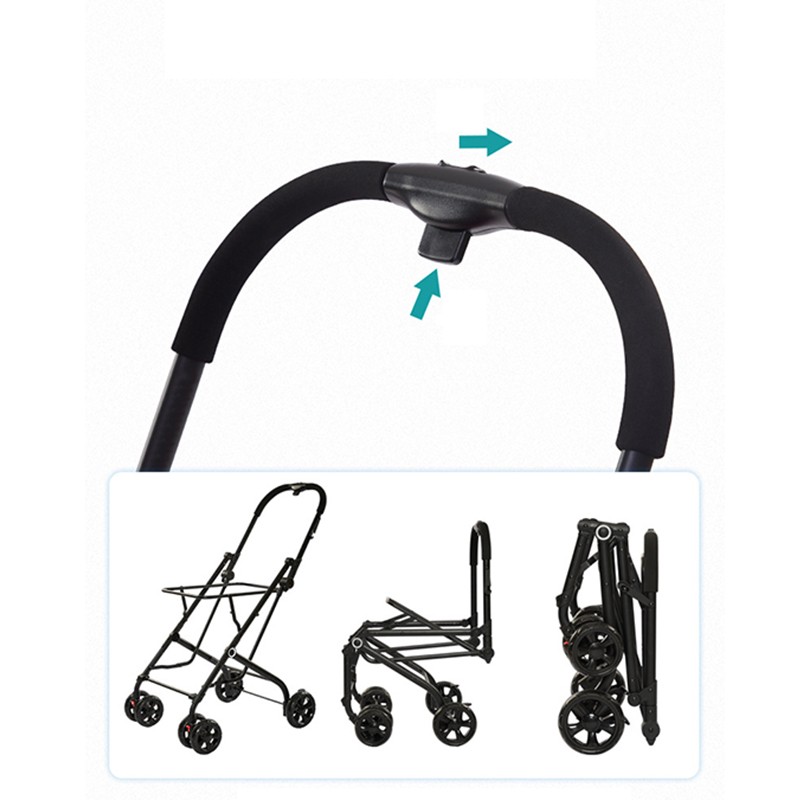 Foldable Pet Stroller Double-decker Bus Elegant Carbon Steel Removable Cats Dogs Bags Storage Basket Travel Outdoor - Oxford Blue