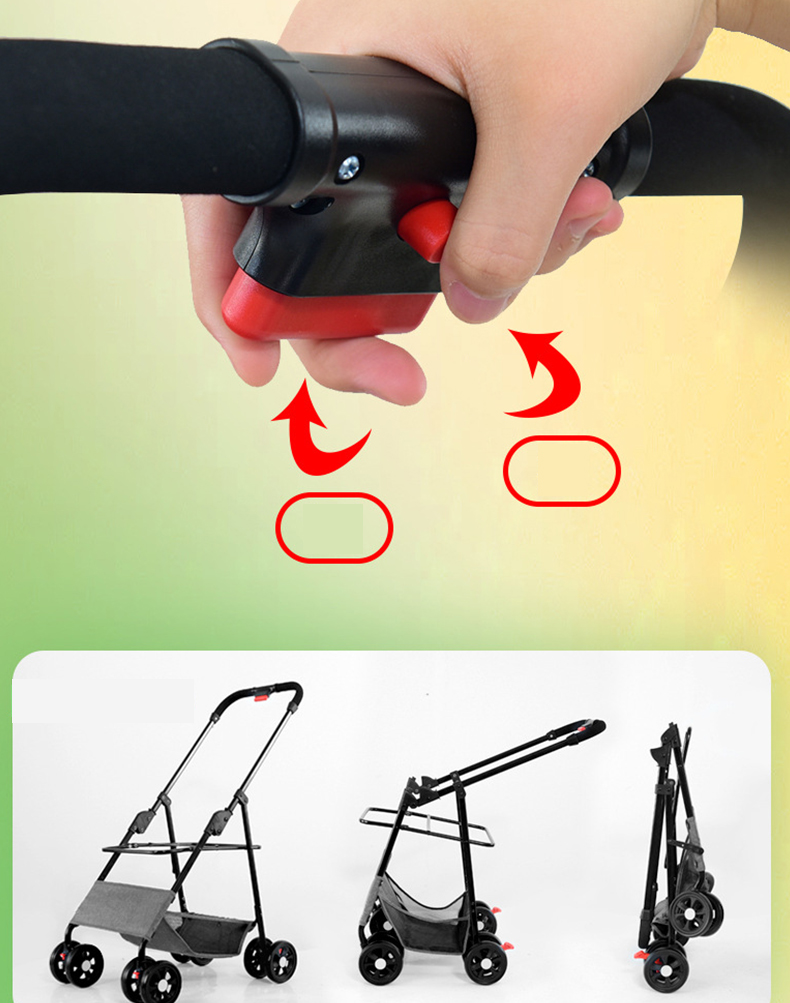 Foldable Pet Stroller Multifunctional Metal Removable Small Medium-sized Cats Dogs Bags Storage Basket Travel Outdoor - Gray