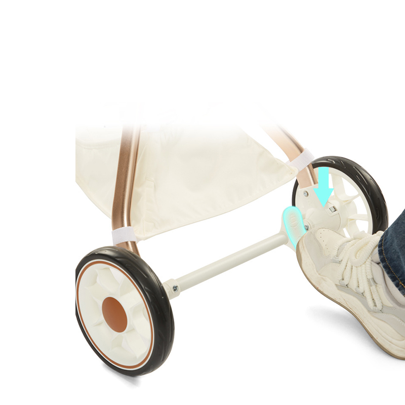 Foldable Pet Stroller With Wheels Elegant Aluminum Removable Cats Dogs Bags Storage Basket Travel Outdoor - Oxford White