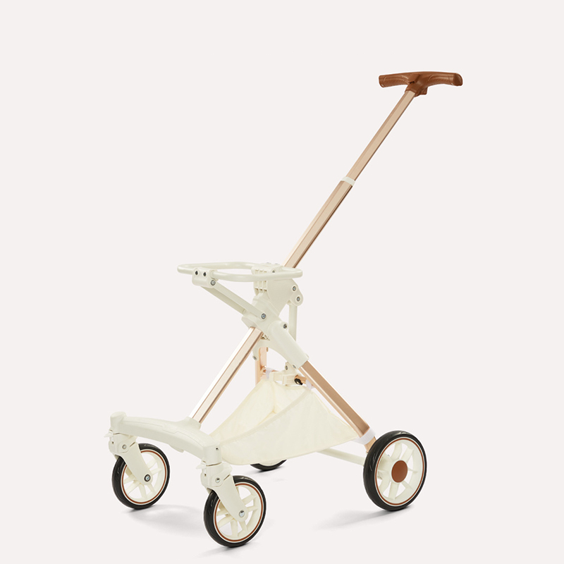 Foldable Pet Stroller With Wheels Elegant Aluminum Removable Cats Dogs Bags Storage Basket Travel Outdoor - Oxford White