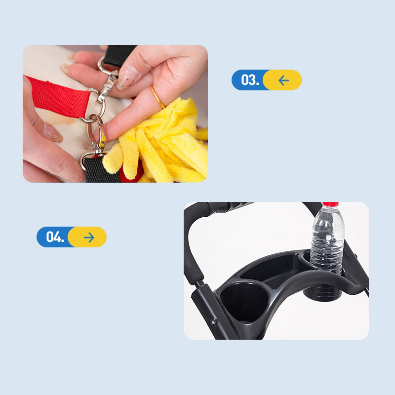 Foldable Pet Stroller With Wheels Multifunctional Dining Plate Removable Cats Dogs Bags Storage Basket Travel Outdoor - Baby Blue