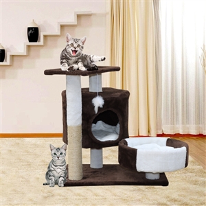 Fun Cat Products House Towers Cat Rubbing Post Climbing Tree Cat Condo Scratching Post Climbing Kitten Bed Climbing Shelf - Brown
