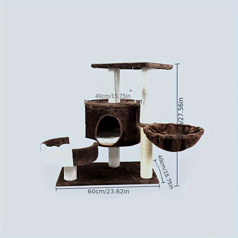 Fun Cat Products House Towers Cat Rubbing Post Climbing Tree Cat Condo Scratching Post Climbing Kitten Bed Climbing Shelf - Brown