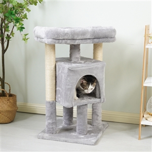 Fun Cat Tree House Towers Cat Post Climbing Tree Cat Condo Scratching Post Climbing Frame Cat Post Climbing Shelf - Grey
