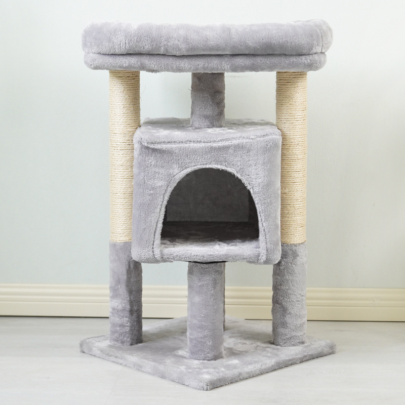 Fun Cat Tree House Towers Cat Post Climbing Tree Cat Condo Scratching Post Climbing Frame Cat Post Climbing Shelf - Grey