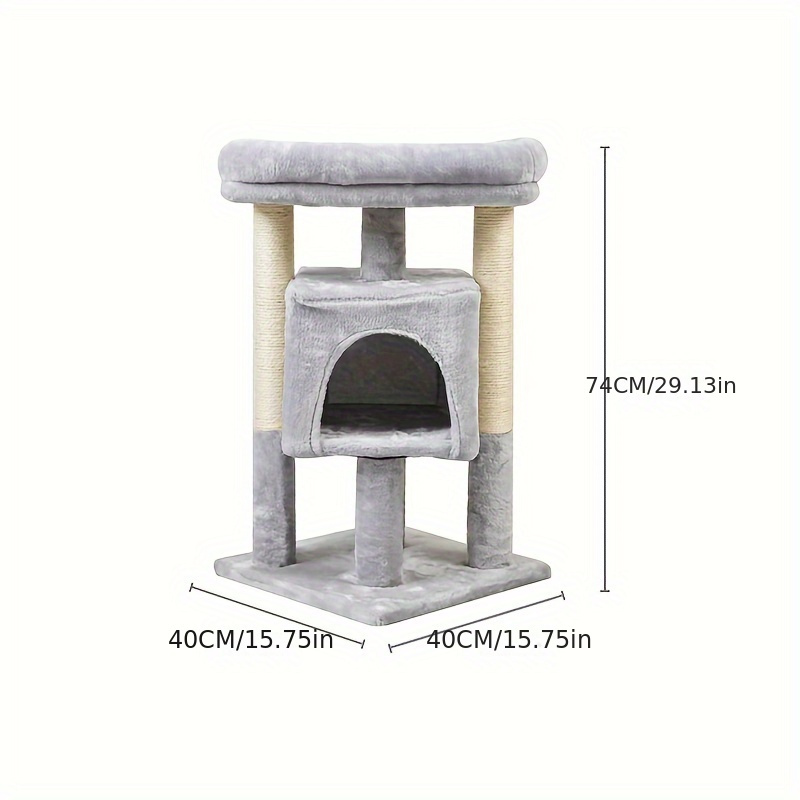 Fun Cat Tree House Towers Cat Post Climbing Tree Cat Condo Scratching Post Climbing Frame Cat Post Climbing Shelf - Grey