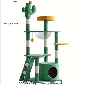High-quality Cactus Cat Tower For Big Cats Cat Climbing Tree Cat Condo Scratching Post Multi-Level Large Cat Climbing Shelf Stairs - C3