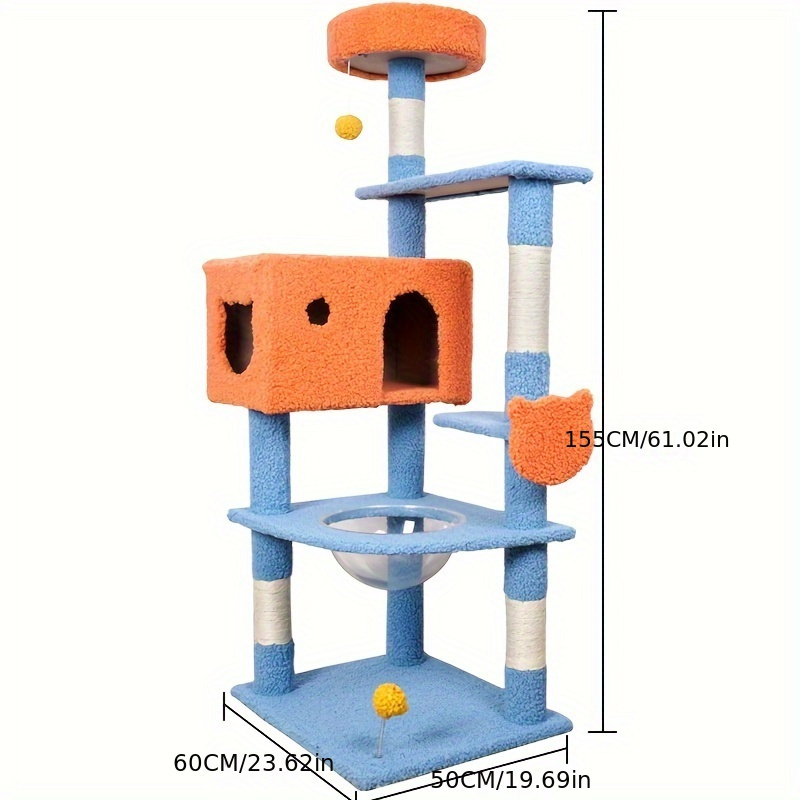 High-quality Cat Tower For Big Cats Cat Climbing Tree Cat Condo Scratching Post Multi-Level Large Cat Climbing Shelf Stairs - C1