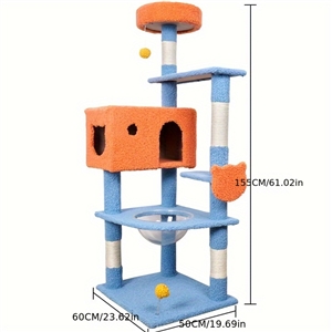High-quality Cat Tower For Big Cats Cat Climbing Tree Cat Condo Scratching Post Multi-Level Large Cat Climbing Shelf Stairs - C1