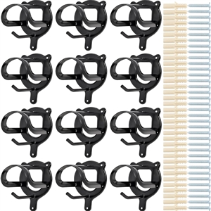 Horse Bridle Rack Bracket Hooks Tubes Screw Tack Storage Halter Hanger Metal Holder Room Blanket Wall Mount - Black 12 Counts