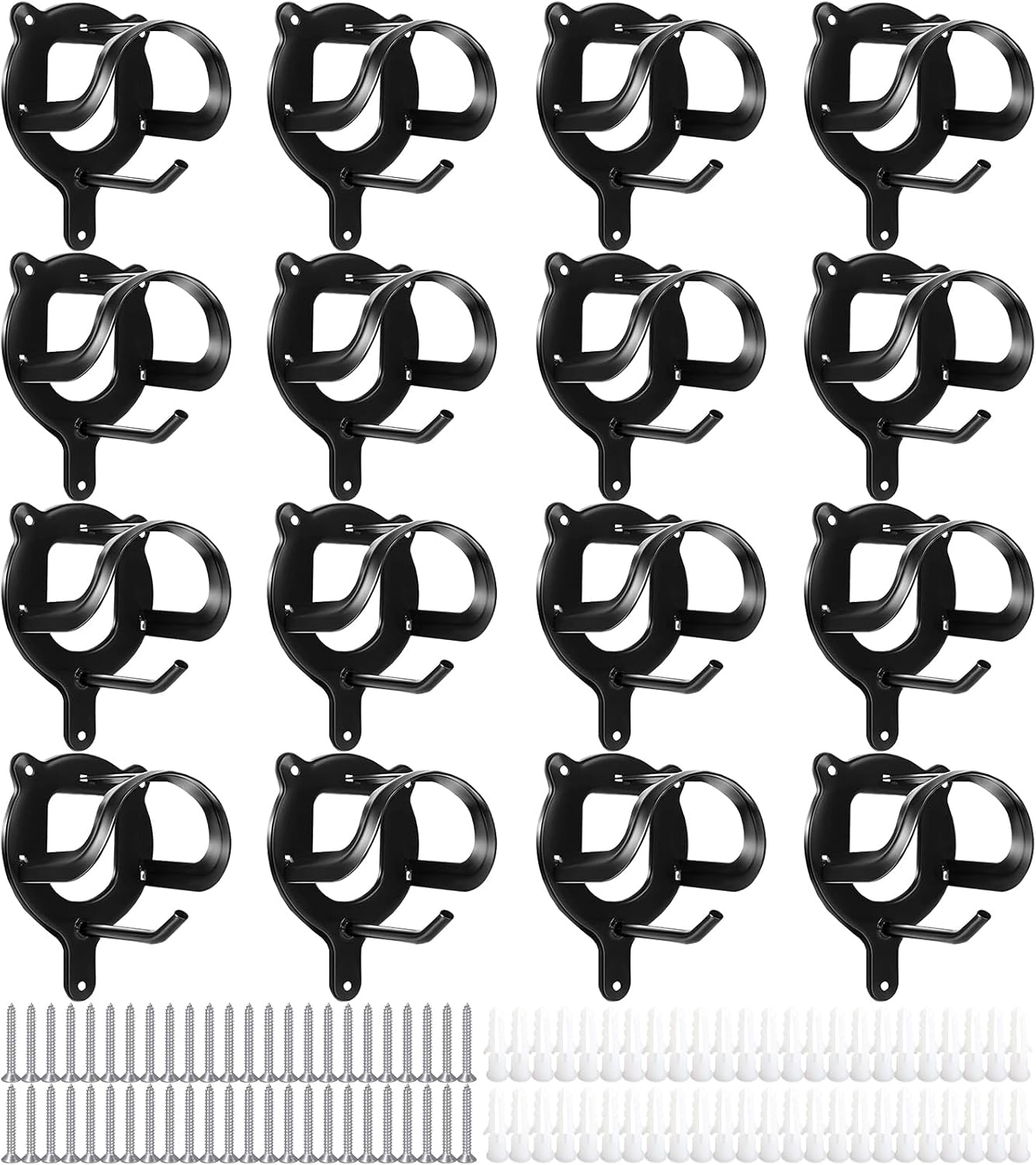 Horse Bridle Rack Bracket Hooks Tubes Screw Tack Storage Halter Hanger Metal Holder Room Blanket Wall Mount - Black 16 Counts