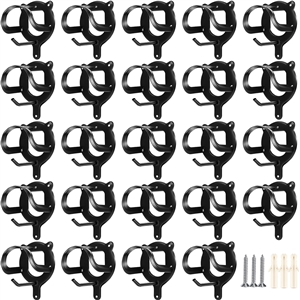 Horse Bridle Rack Bracket Hooks Tubes Screw Tack Storage Halter Hanger Metal Holder Room Blanket Wall Mount - Black 24 Counts