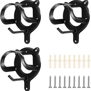 Horse Bridle Rack Bracket Hooks Tubes Screw Tack Storage Halter Hanger Metal Holder Room Blanket Wall Mount - Black 3 Counts