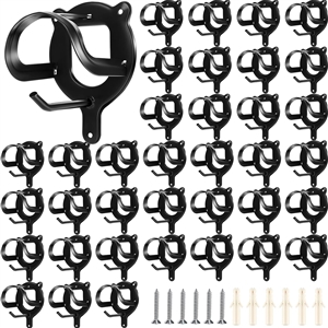 Horse Bridle Rack Bracket Hooks Tubes Screw Tack Storage Halter Hanger Metal Holder Room Blanket Wall Mount - Black 36 Counts