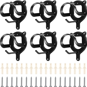 Horse Bridle Rack Bracket Hooks Tubes Screw Tack Storage Halter Hanger Metal Holder Room Blanket Wall Mount - Black 6 Counts