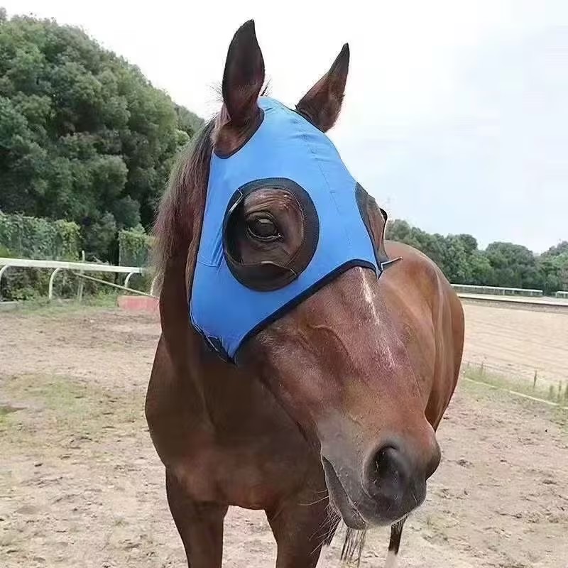 Horse Eye Protection Hood Shatterproof UV Protection Flexible Lens For Corneal Ulcers Eye Injuries Compatible Horse Fly Mask - Red