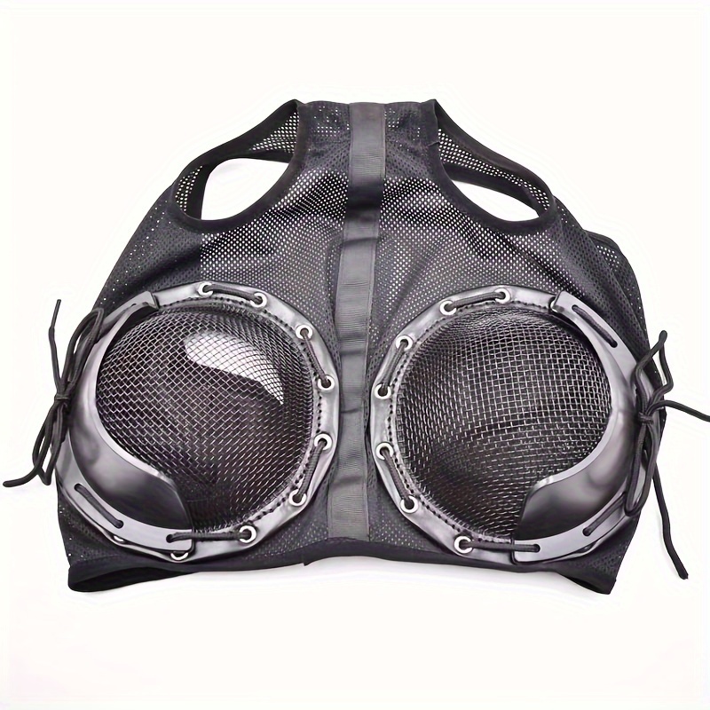 Horse Eye Protection Hood Shatterproof Windproof Sand Prevention Flexible Lens Corneal Ulcers Eye Injuries Horse Fly Mask - Mesh Red